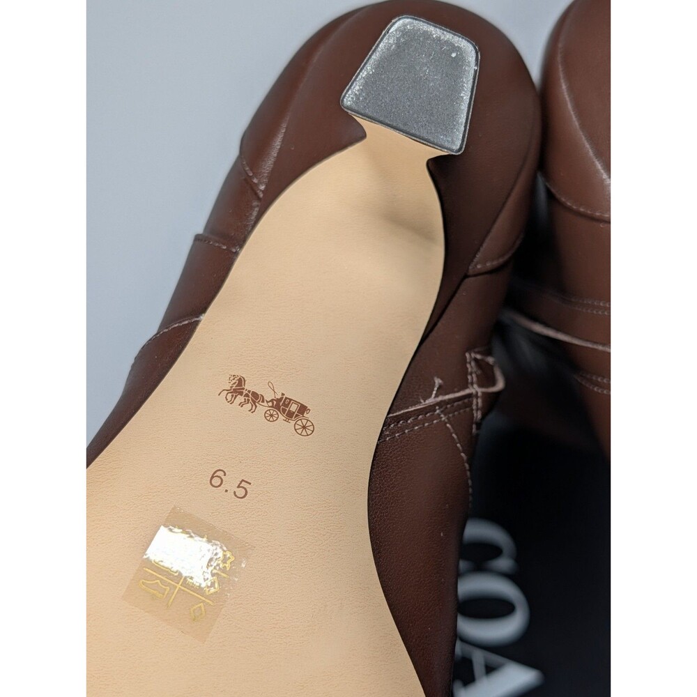 Coach Sculpt C Leather Tall Kitten Heel Boot Maple Brown Size 6.5B NIB - Picture 9 of 15